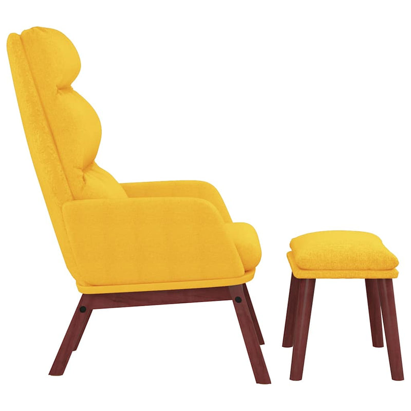 Scaun relaxare cu taburet, galben muștar, textil
