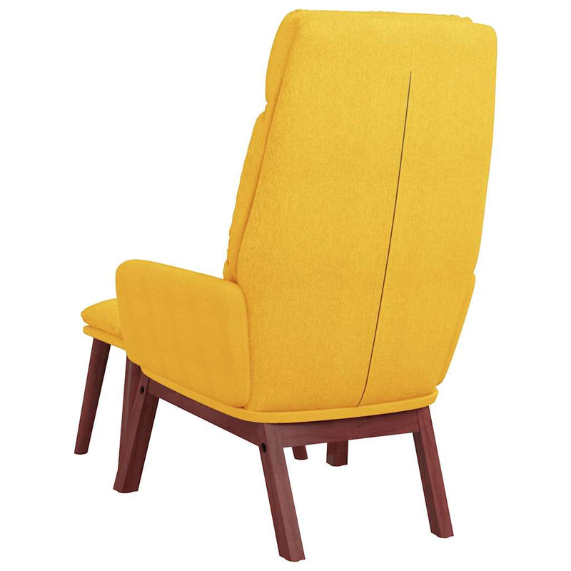 Scaun relaxare cu taburet, galben muștar, textil
