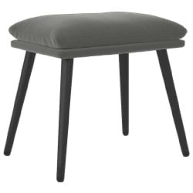 Scaun de relaxare cu taburet, gri închis, catifea