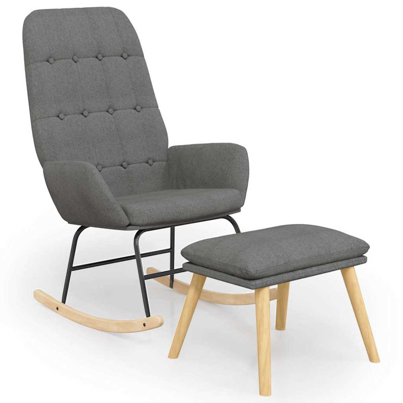 Scaun balansoar cu taburet, gri deschis, textil