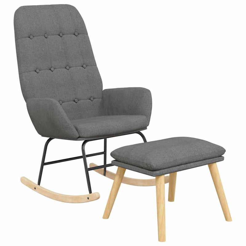 Scaun balansoar cu taburet, gri deschis, textil