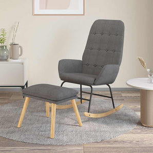 Scaun balansoar cu taburet, gri deschis, textil