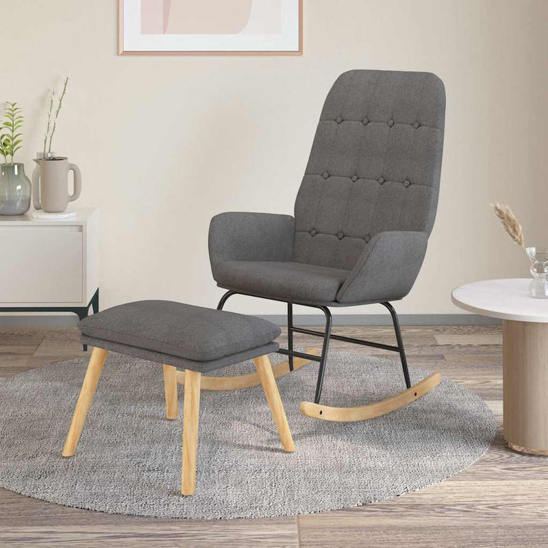 Scaun balansoar cu taburet, gri deschis, textil