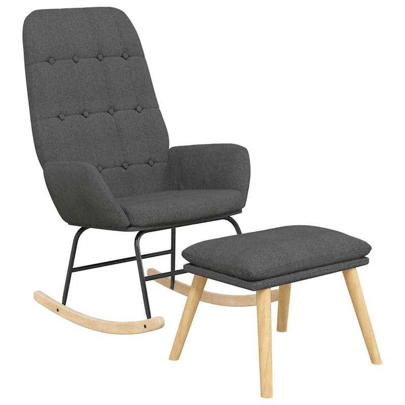 Scaun balansoar cu taburet, gri închis, textil