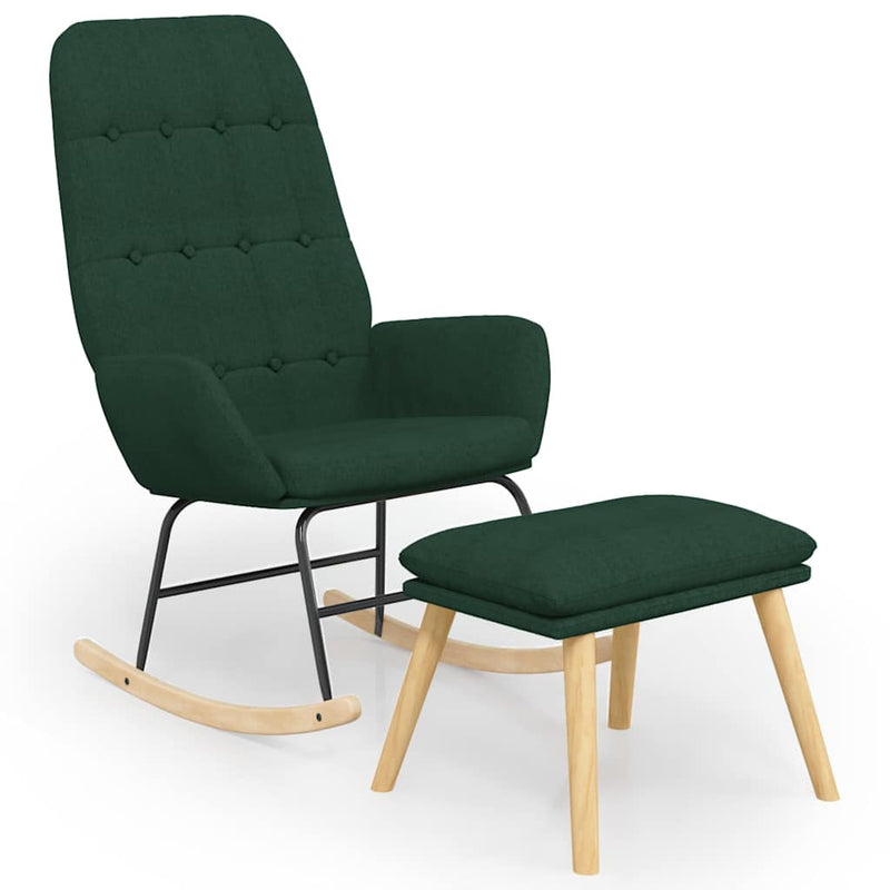 Scaun balansoar cu taburet, verde închis, textil