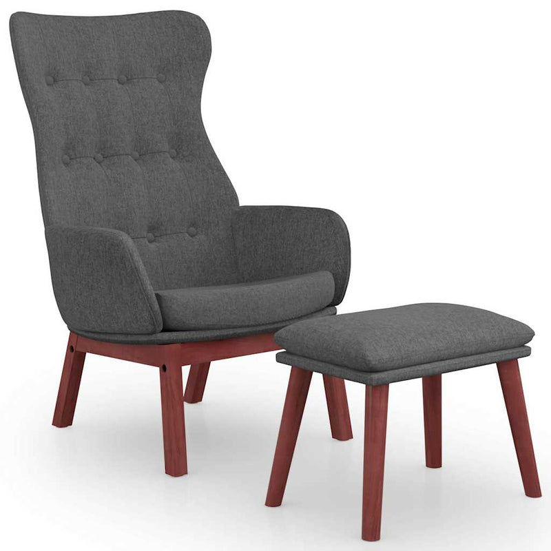 Scaun de relaxare cu taburet, gri deschis, textil