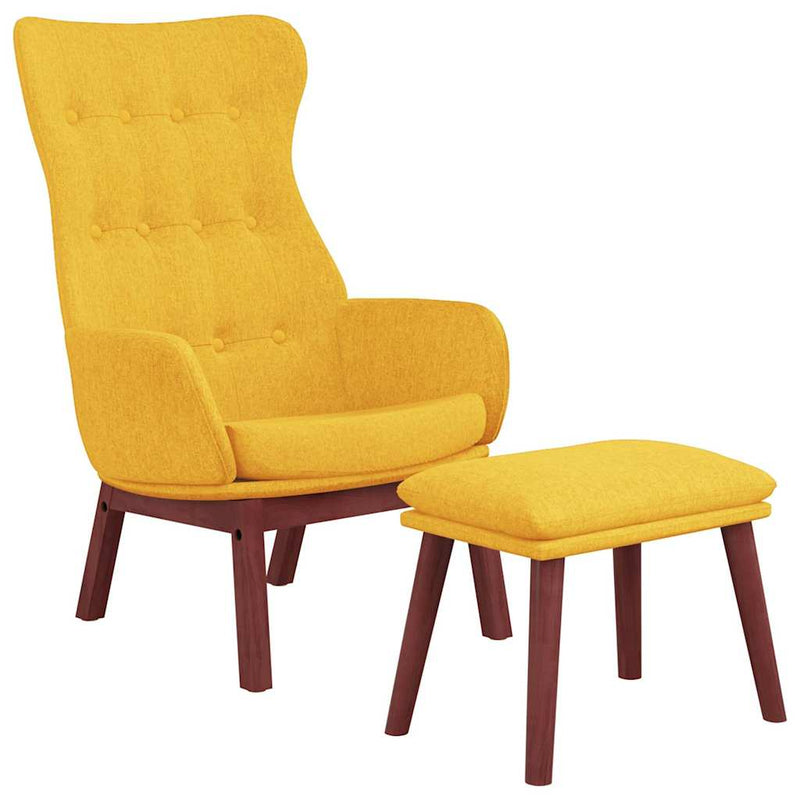 Scaun de relaxare cu taburet, galben muștar, textil