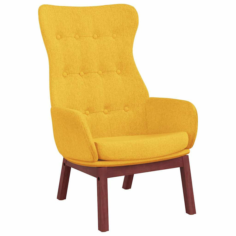 Scaun de relaxare cu taburet, galben muștar, textil