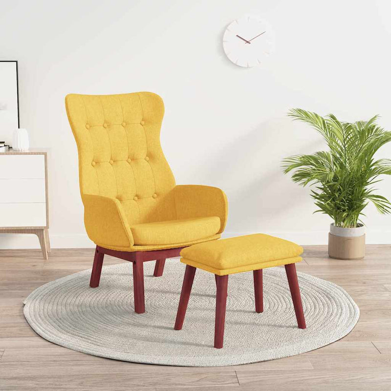 Scaun de relaxare cu taburet, galben muștar, textil