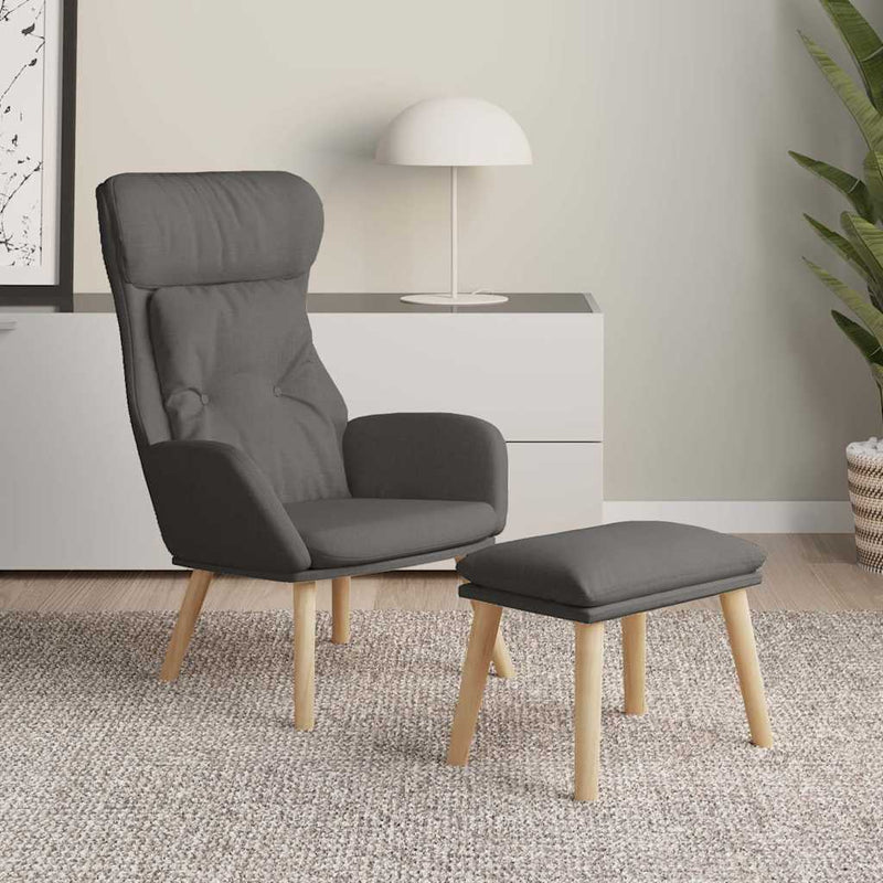 Scaun de relaxare cu taburet, gri deschis, textil