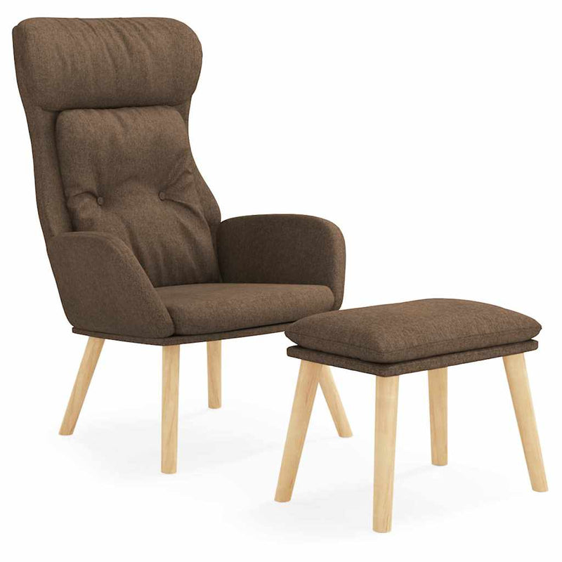 Scaun de relaxare cu taburet, maro, textil