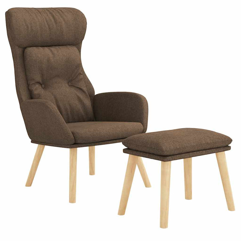 Scaun de relaxare cu taburet, maro, textil