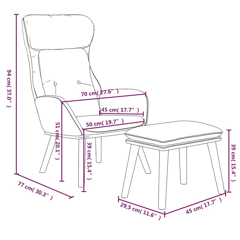 Scaun de relaxare cu taburet, maro, textil