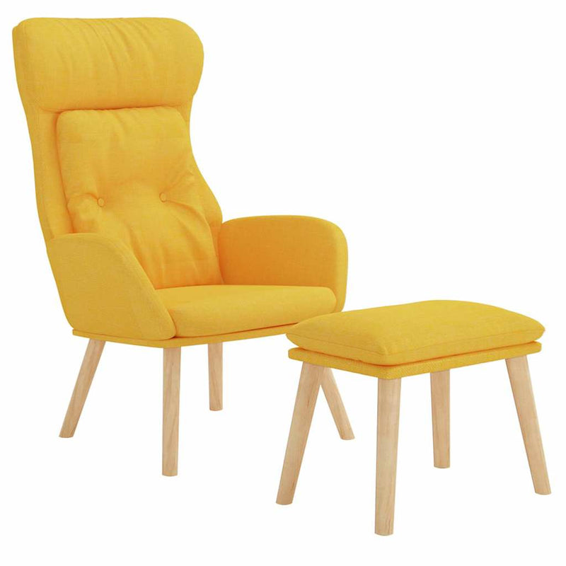 Scaun de relaxare cu taburet, galben muștar, textil