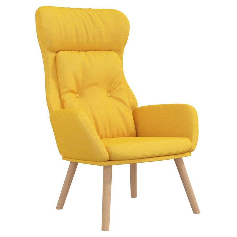 Scaun de relaxare cu taburet, galben muștar, textil