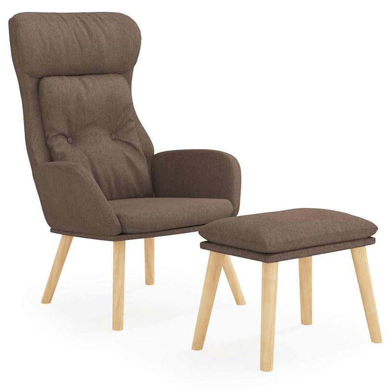 Scaun de relaxare cu taburet, gri taupe, textil
