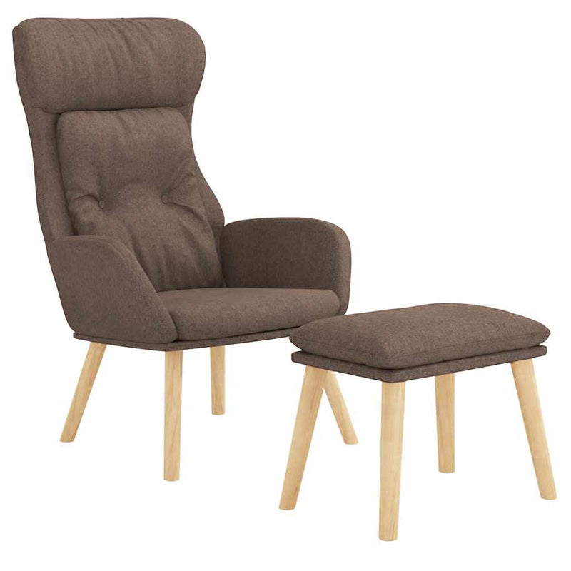 Scaun de relaxare cu taburet, gri taupe, textil