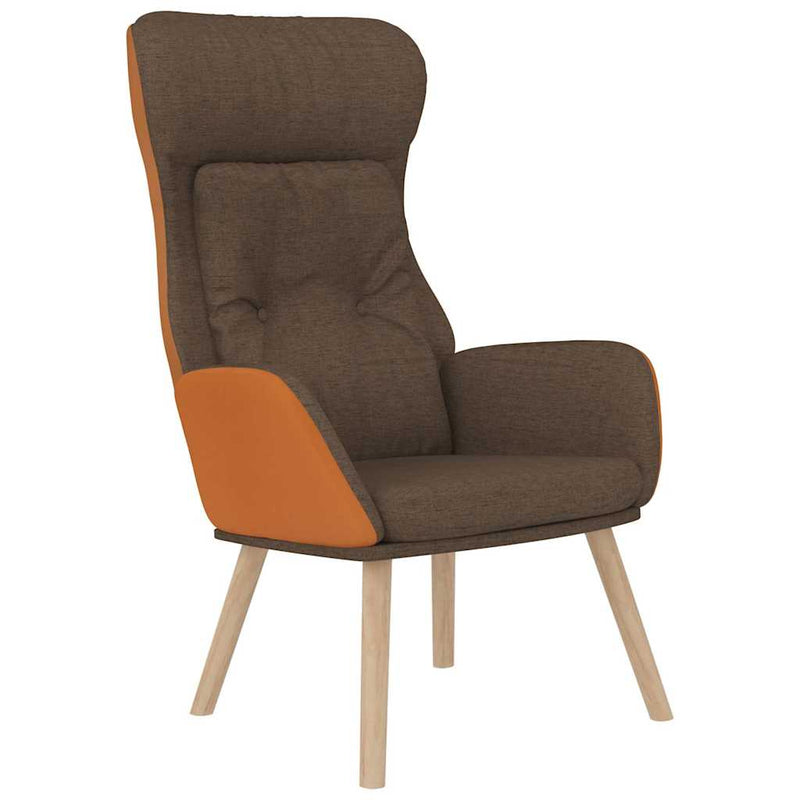 Scaun de relaxare cu taburet, maro, piele ecologică/textil