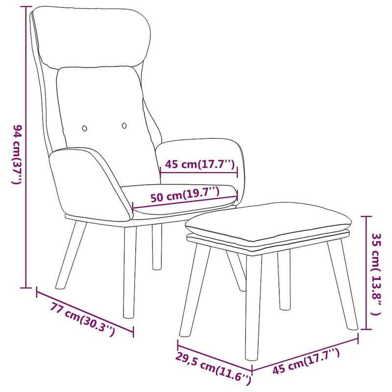 Scaun de relaxare cu taburet, maro, piele ecologică/textil