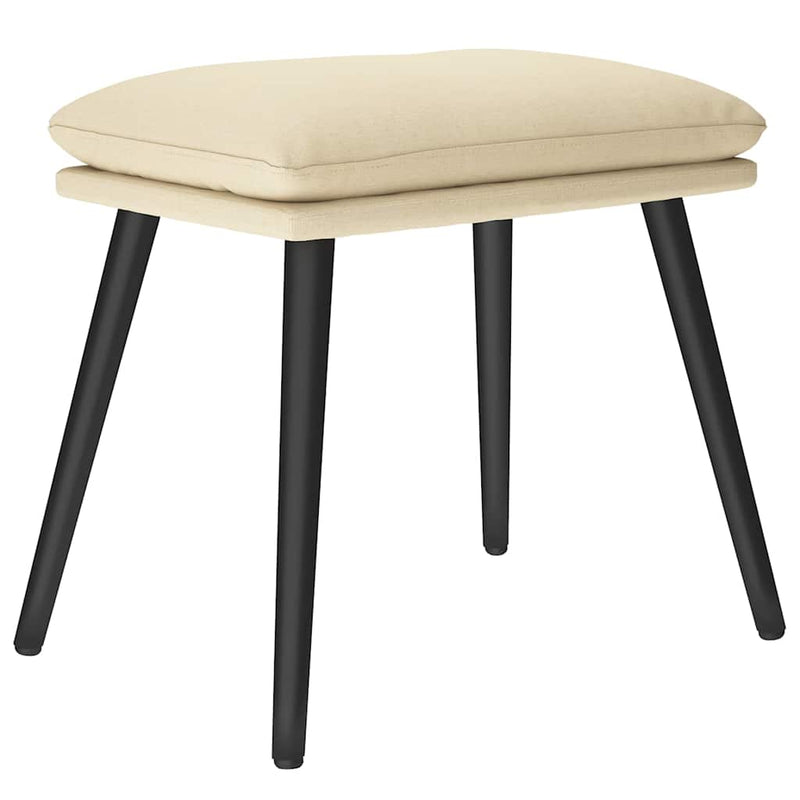 Scaun de relaxare cu taburet, crem, textil