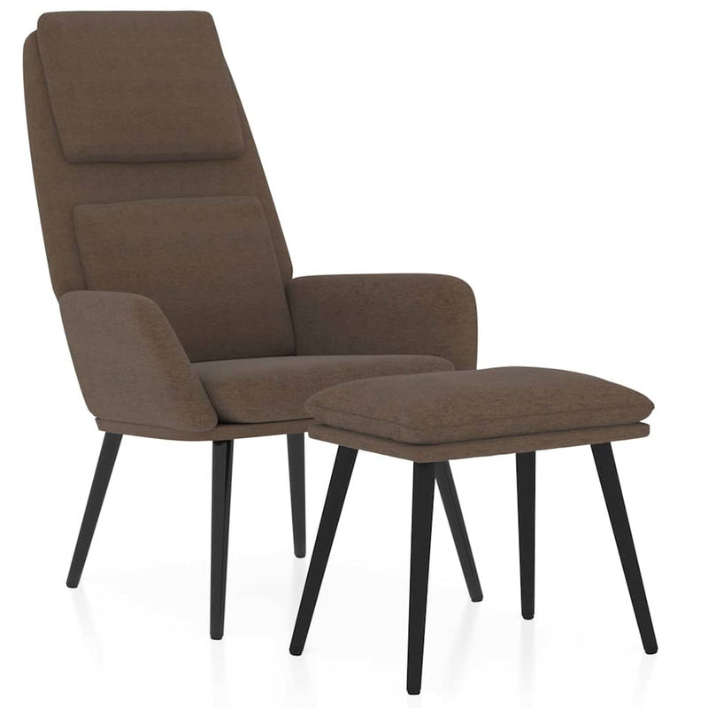 Scaun de relaxare cu taburet, maro, textil