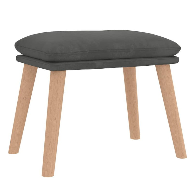Scaun de relaxare cu taburet, gri închis, catifea