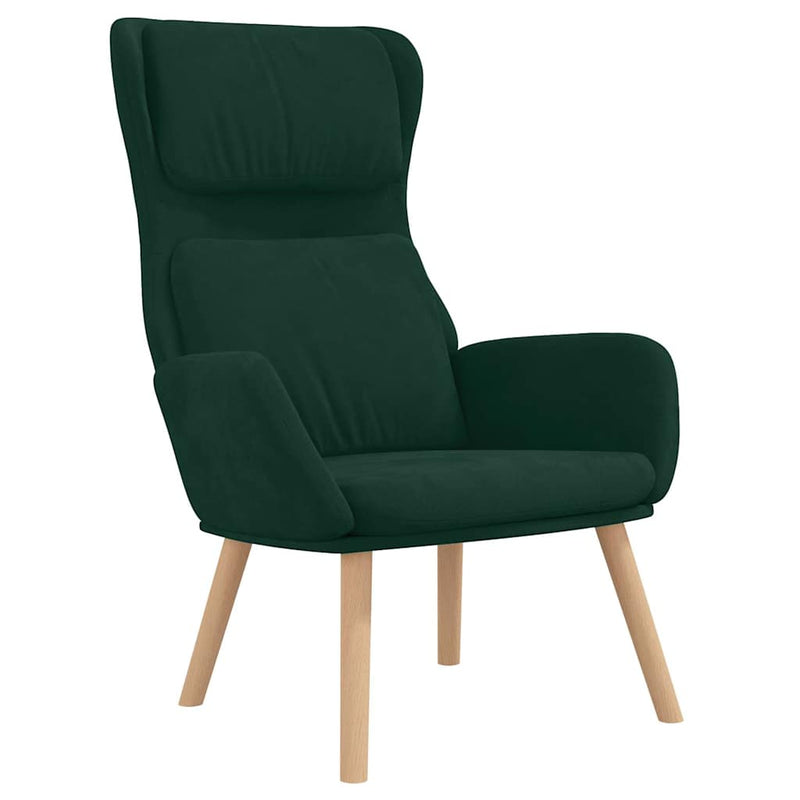 Scaun de relaxare cu taburet, verde închis, catifea