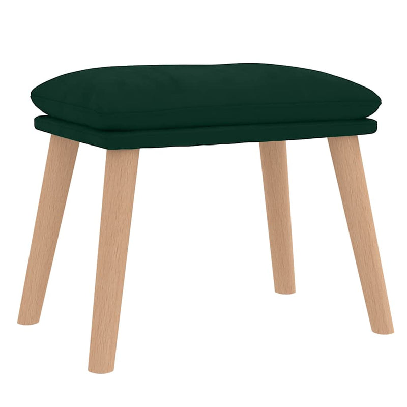 Scaun de relaxare cu taburet, verde închis, catifea