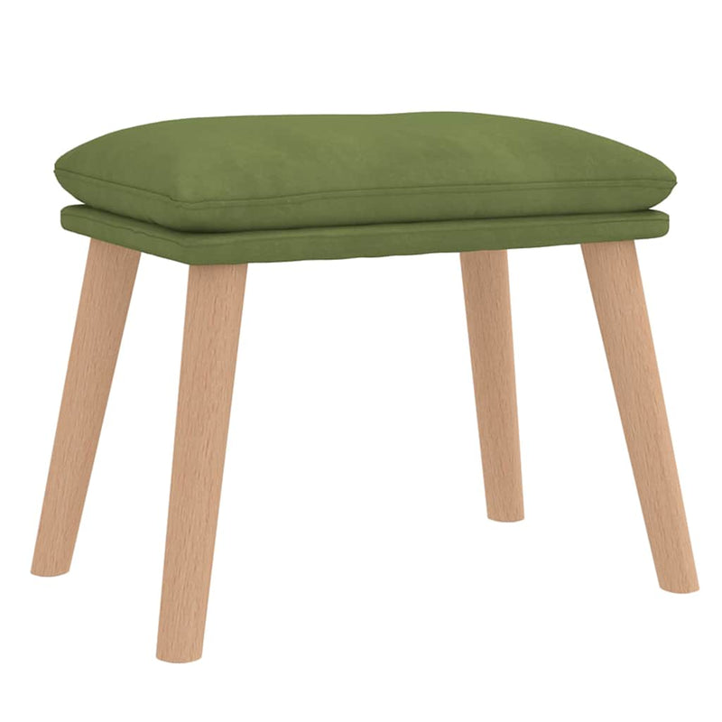 Scaun de relaxare cu taburet, verde deschis, catifea
