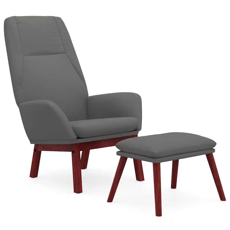 Scaun de relaxare cu taburet, gri deschis, textil