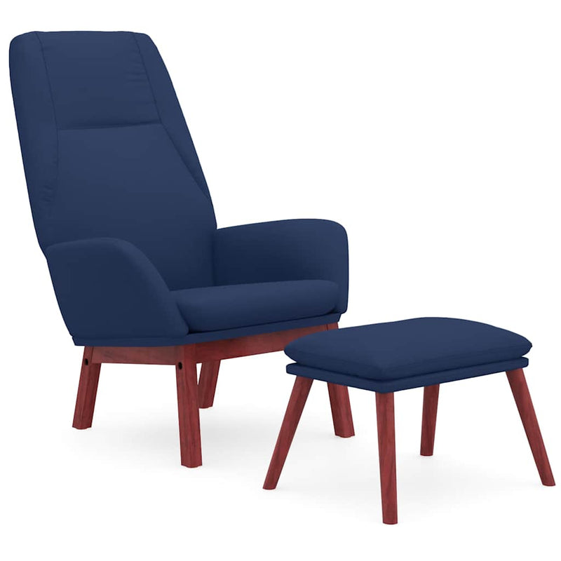 Scaun de relaxare cu taburet, albastru, textil
