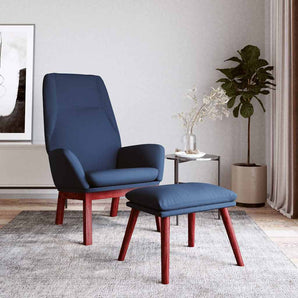 Scaun de relaxare cu taburet, albastru, textil