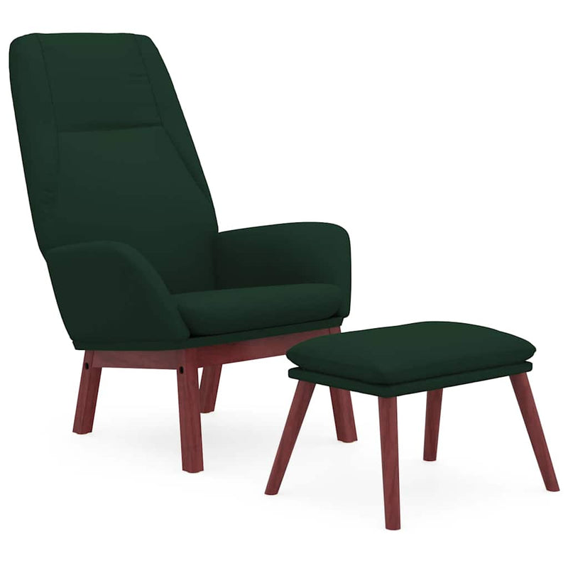 Scaun de relaxare cu taburet, verde închis, textil