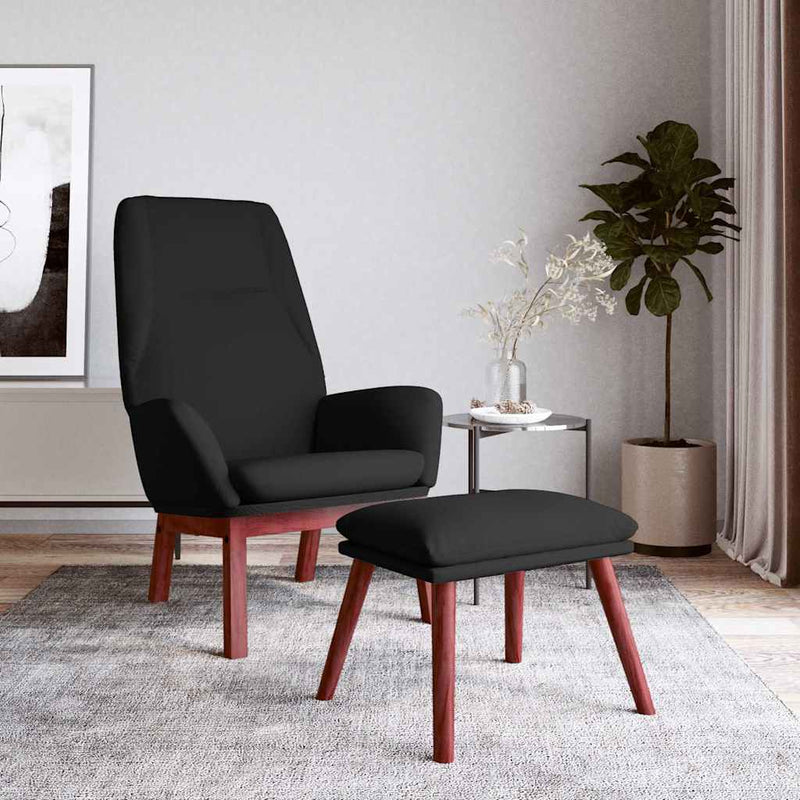 Scaun de relaxare cu taburet, negru, textil
