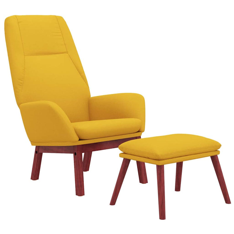 Scaun de relaxare cu taburet, galben muștar, textil