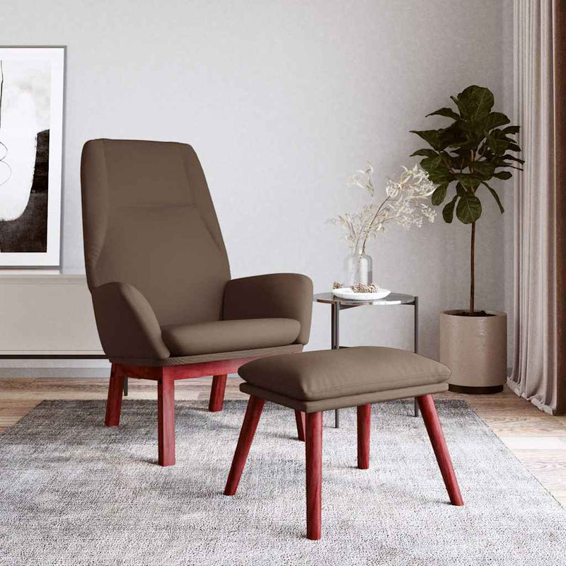 Scaun de relaxare cu taburet, gri taupe, textil