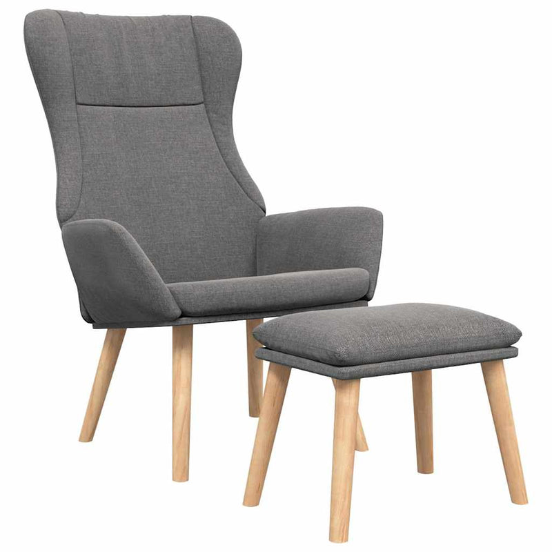 Scaun de relaxare cu taburet, gri deschis, textil