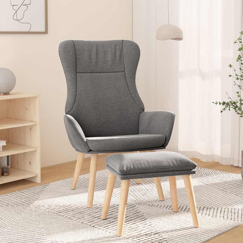 Scaun de relaxare cu taburet, gri deschis, textil