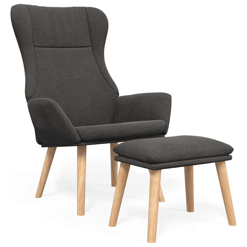 Scaun de relaxare cu taburet, gri deschis, textil