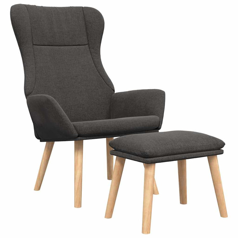 Scaun de relaxare cu taburet, gri deschis, textil