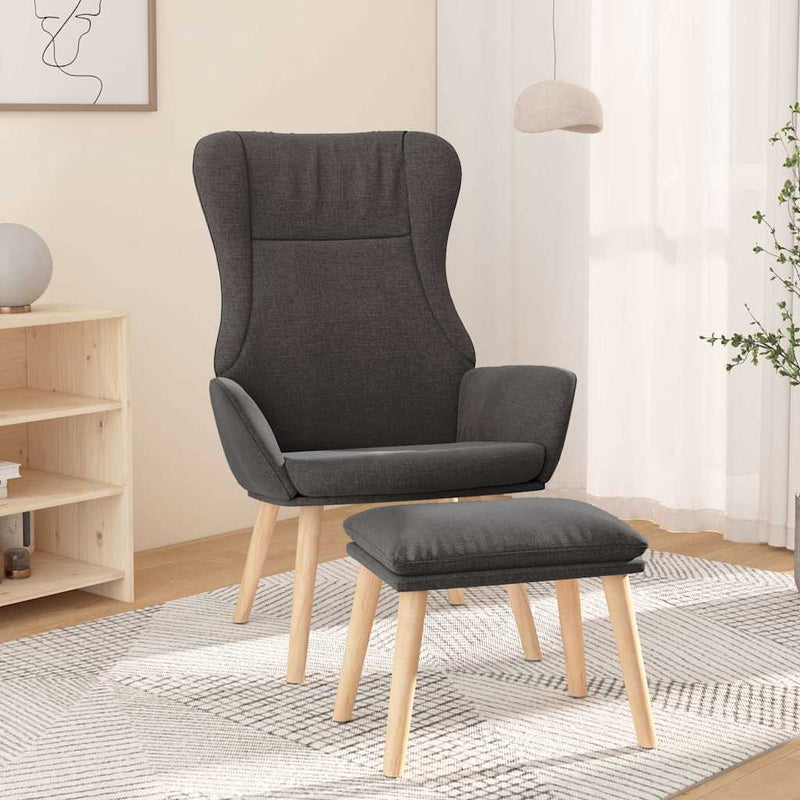 Scaun de relaxare cu taburet, gri deschis, textil