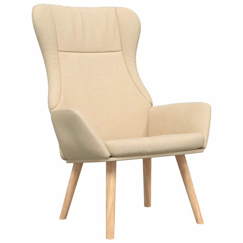 Scaun de relaxare cu taburet, crem, textil