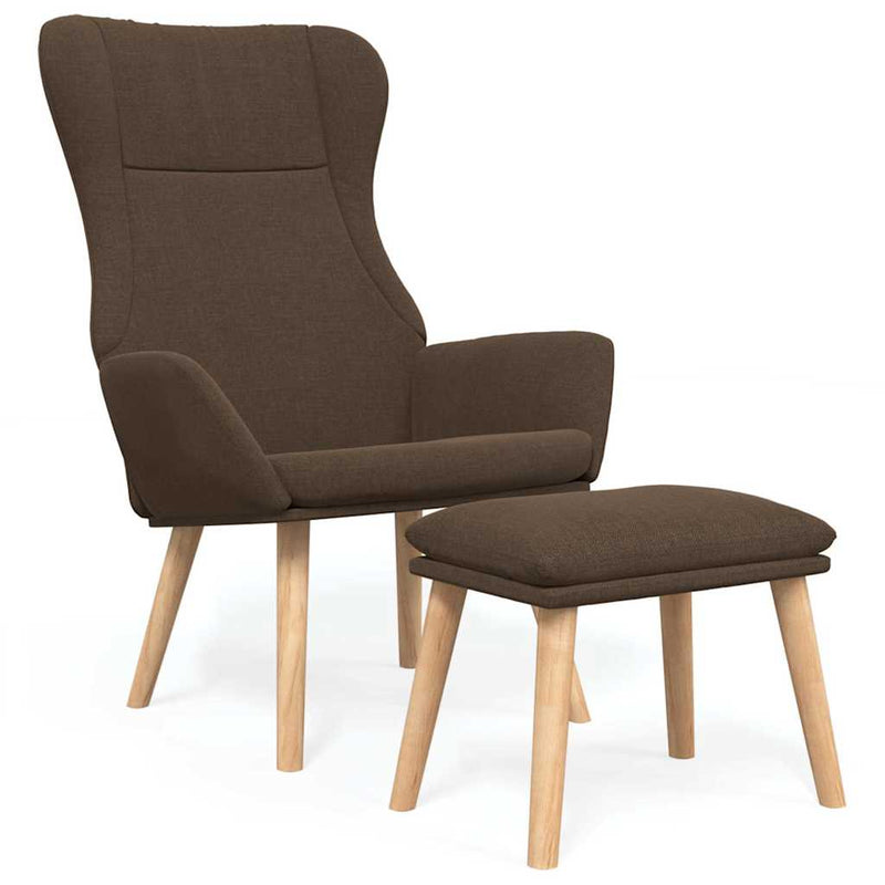 Scaun de relaxare cu taburet, maro, textil