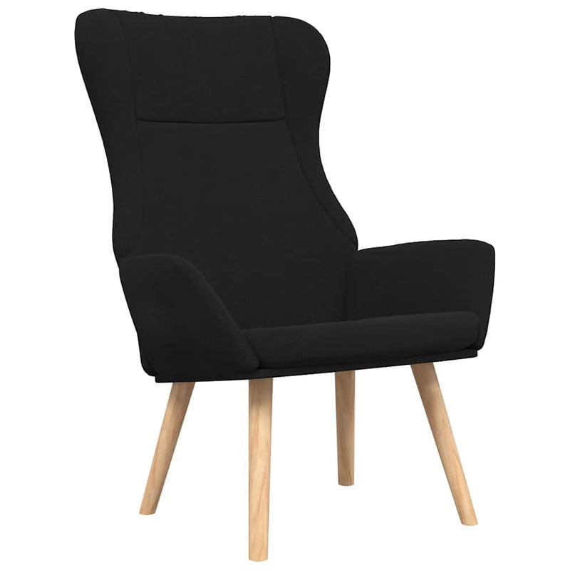 Scaun de relaxare cu taburet, negru, textil