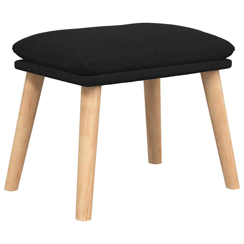 Scaun de relaxare cu taburet, negru, textil