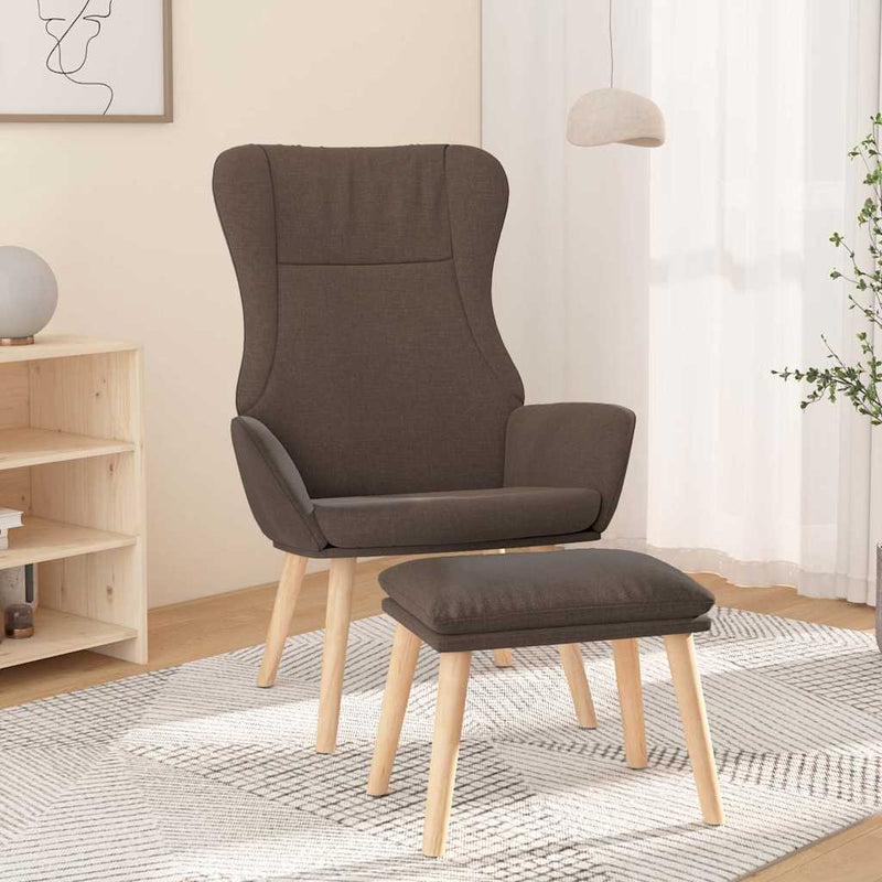 Scaun de relaxare cu taburet, gri taupe, textil