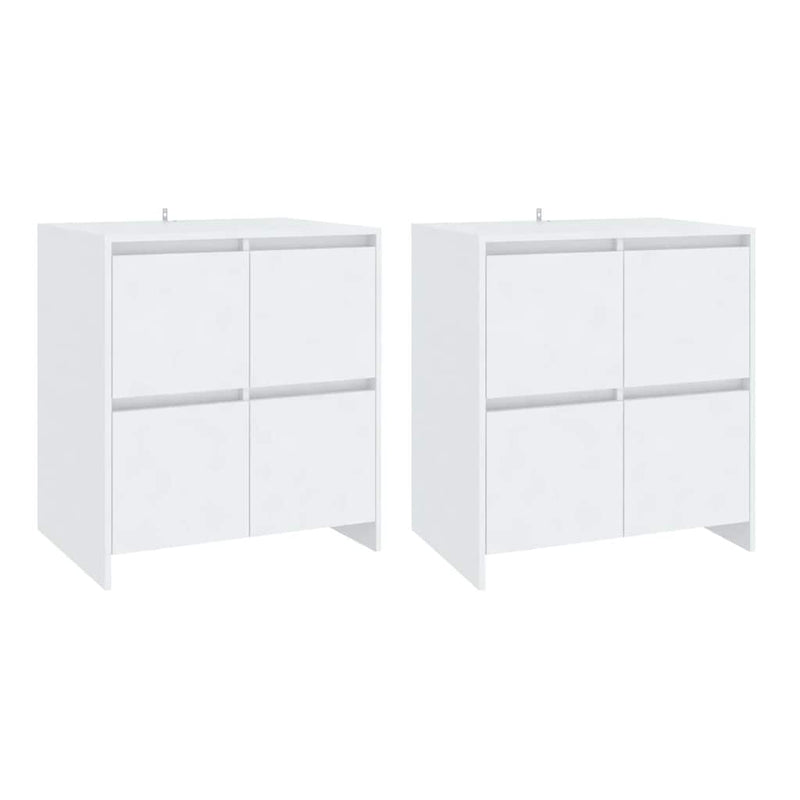 Servante, 2 buc., alb, 70x41x75 cm, lemn prelucrat