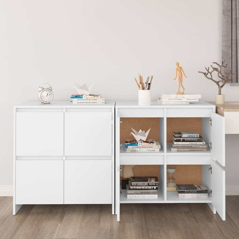 Servante, 2 buc., alb, 70x41x75 cm, lemn prelucrat