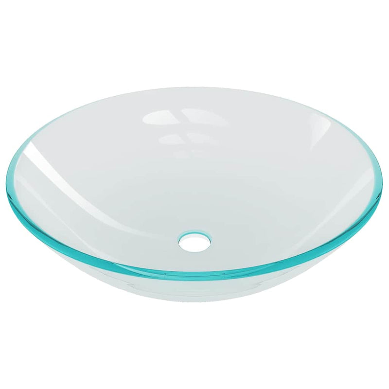 Chiuvetă baie cu robinet/scurgere tip push, transparent, sticlă