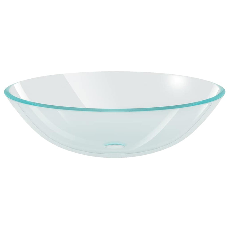 Chiuvetă baie, robinet și scurgere tip push, transparent sticlă